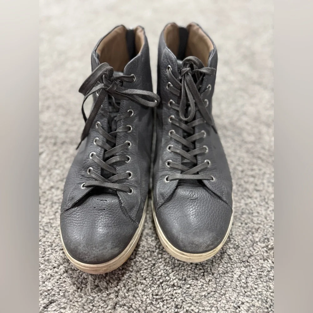Men's Gianvito Rossi Black Leather High Top Sneakers Size EU 44 - Picture 1 of 8
